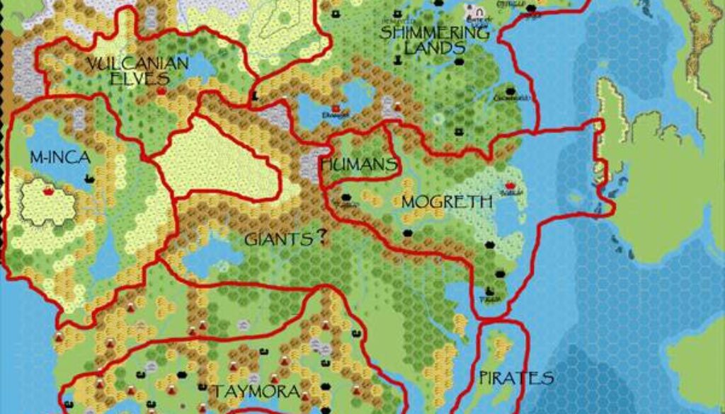 Known World 2300 BC, 24 miles per hex Borders, by John Calvin, April 2009