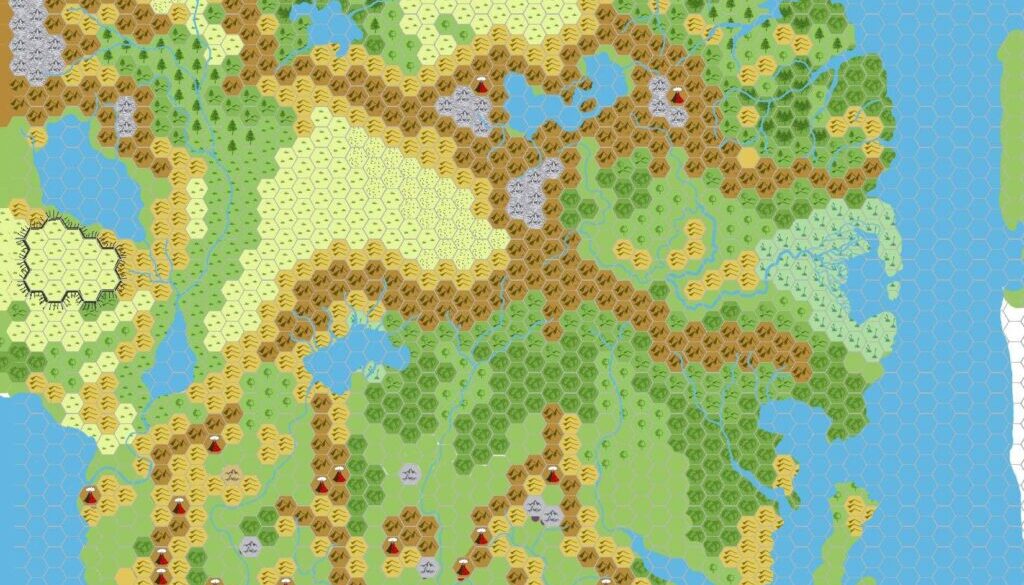 Taymora 2300 BC, 24 miles per hex, by John Calvin, March 2009