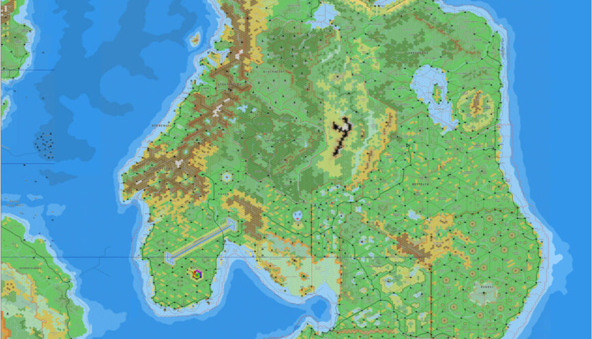 Mainland Alphatia, 8 miles per hex by Jose Ignacio Ramos Lomelin, March 2018 (version 1)
