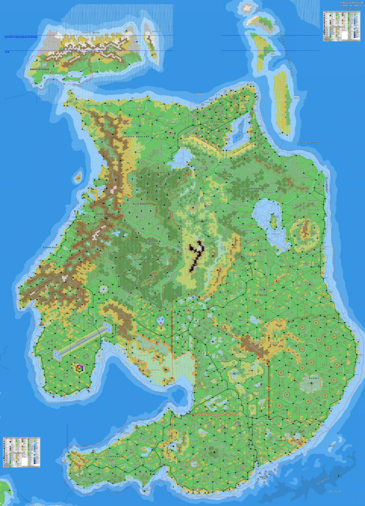 Mainland Alphatia, 8 miles per hex by Jose Ignacio Ramos Lomelin, August 2018 (version 2)