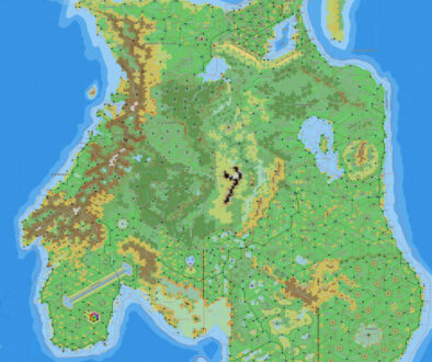 Mainland Alphatia, 8 miles per hex by Jose Ignacio Ramos Lomelin, August 2018 (version 2)