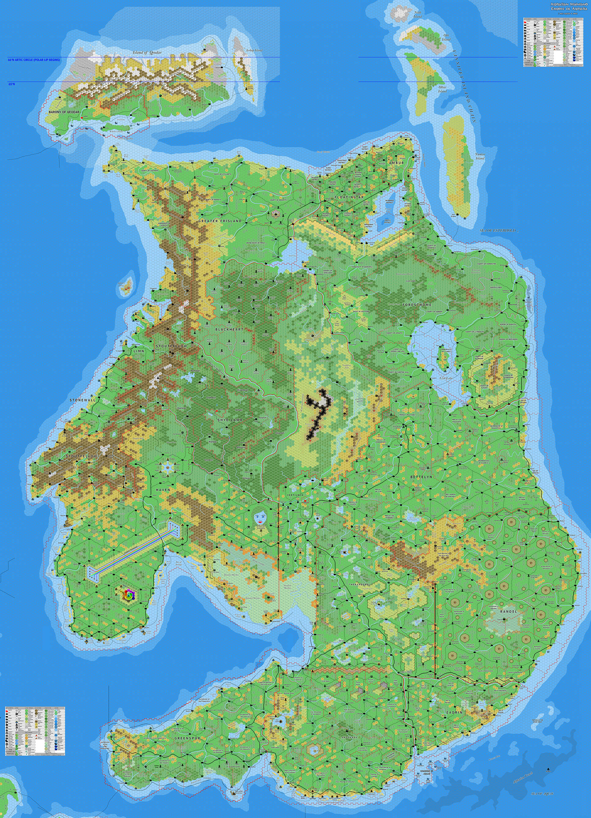 Mainland Alphatia, 8 miles per hex by Jose Ignacio Ramos Lomelin, August 2018 (version 2)