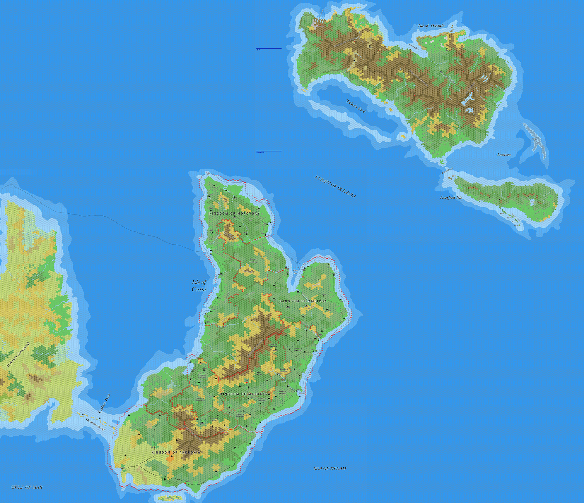 Cestia, Oceania and Everfeed, 8 miles per hex by Jose Ignacio Ramos Lomelin, October 2018