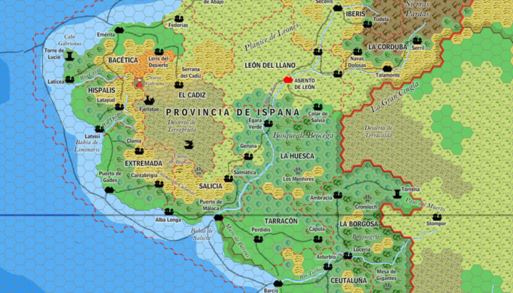Province of Ispana, 8 miles per hex by Jose Ignacio Ramos Lomelin, August 2018 (version 2)