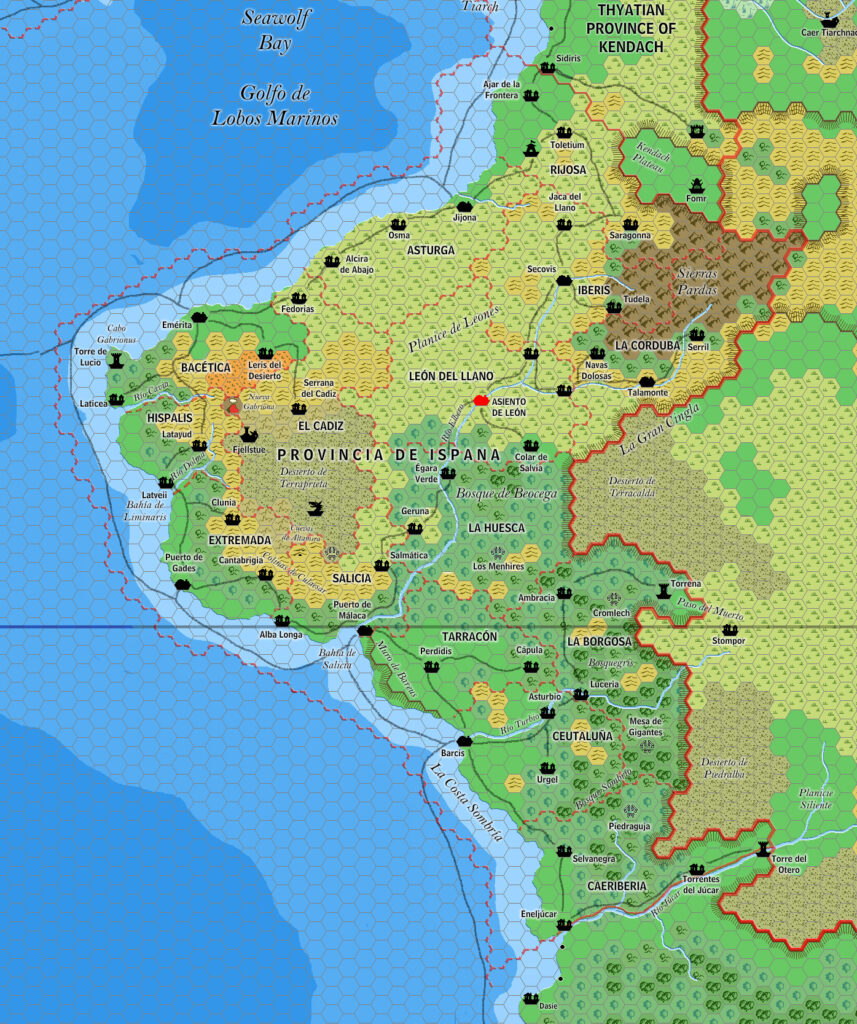 Province of Ispana, 8 miles per hex by Jose Ignacio Ramos Lomelin, August 2018 (version 2)