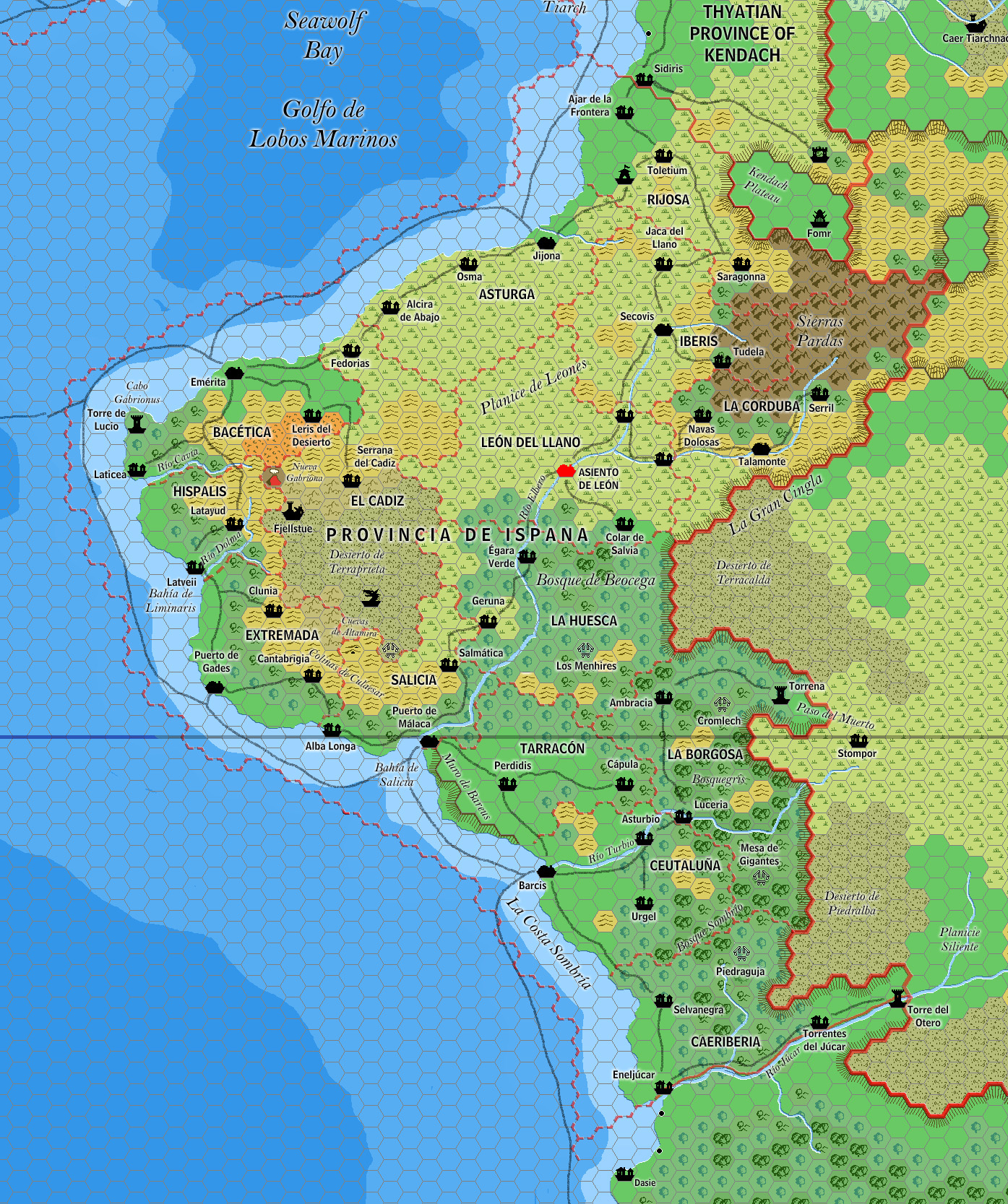 Province of Ispana, 8 miles per hex by Jose Ignacio Ramos Lomelin, August 2018 (version 2)
