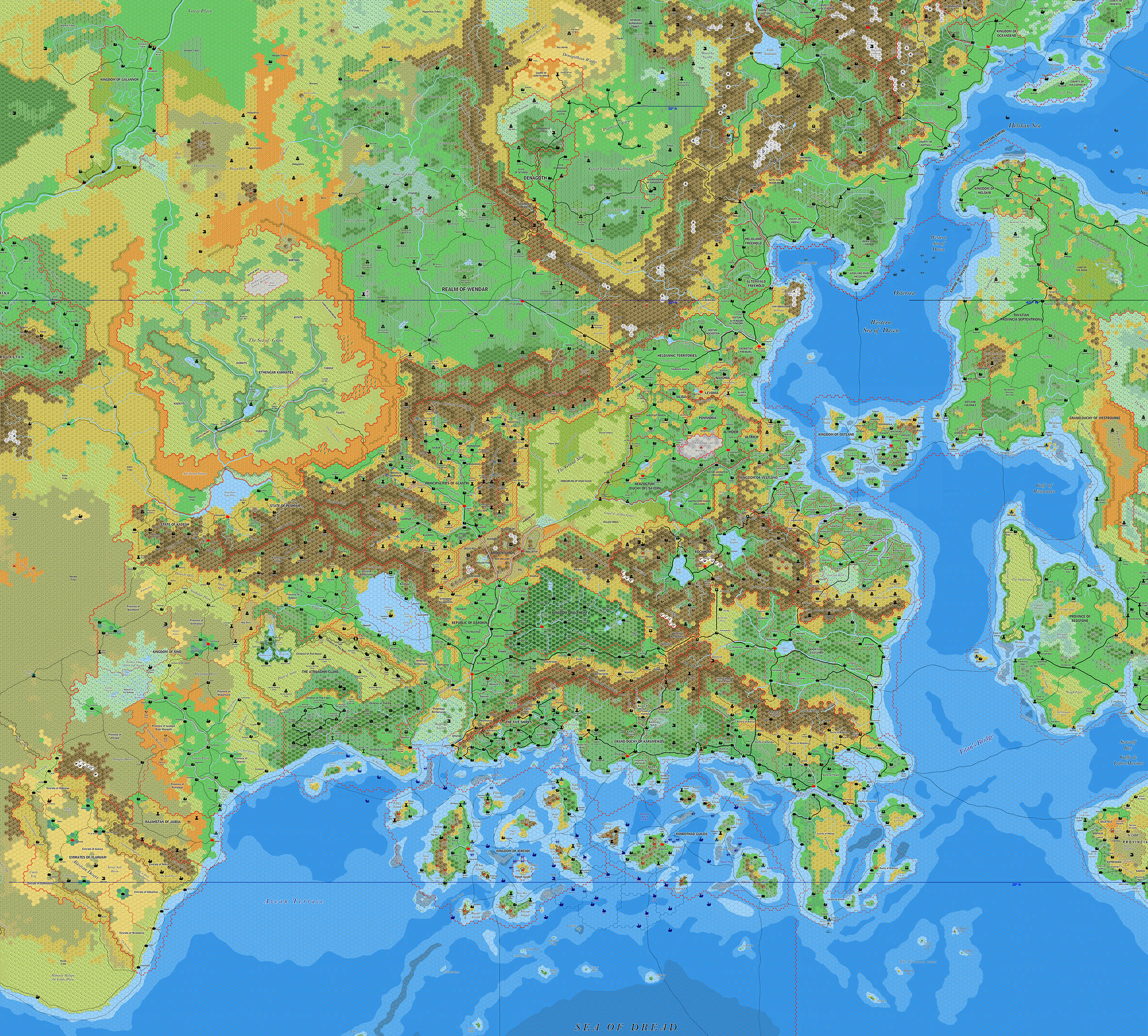 The Known World, 8 miles per hex by Jose Ignacio Ramos Lomelin, January 2019 (version 2)