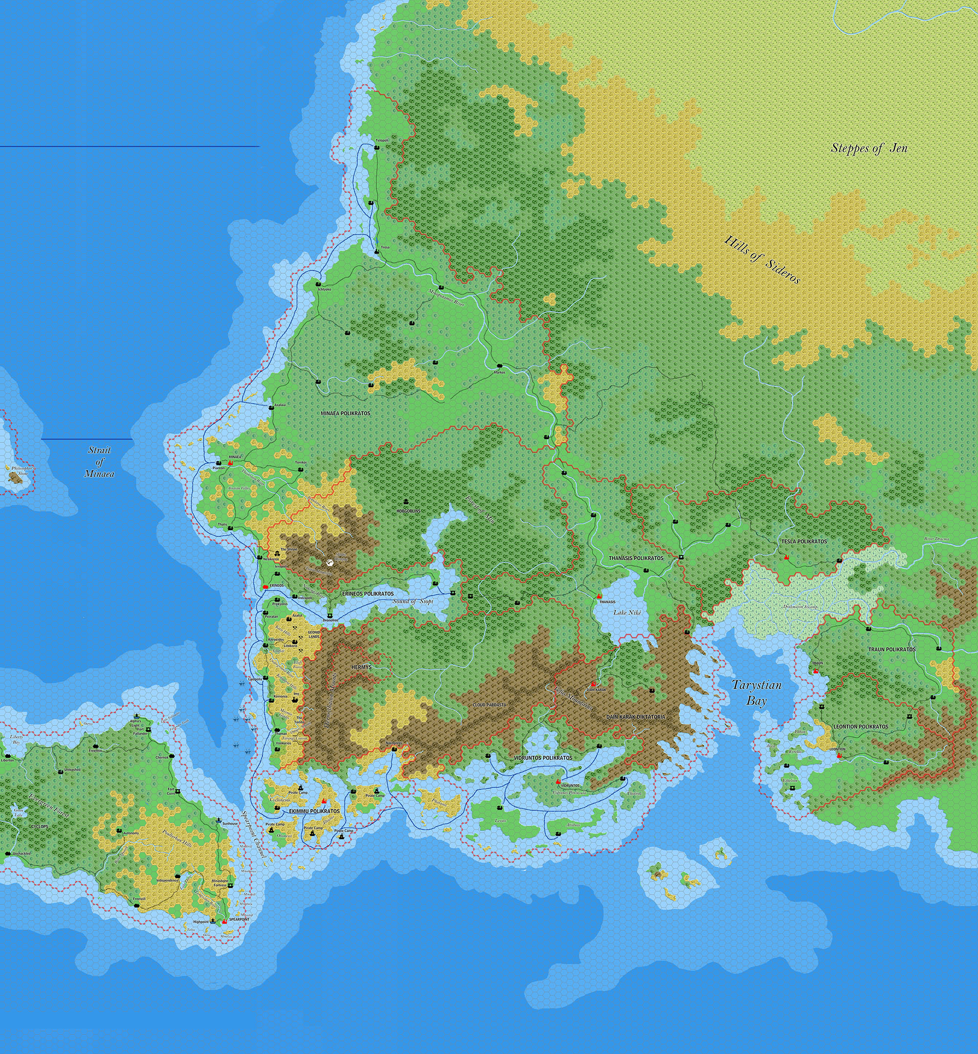 Western Minaea, 8 miles per hex by Jose Ignacio Ramos Lomelin, July 2019 (version 2)