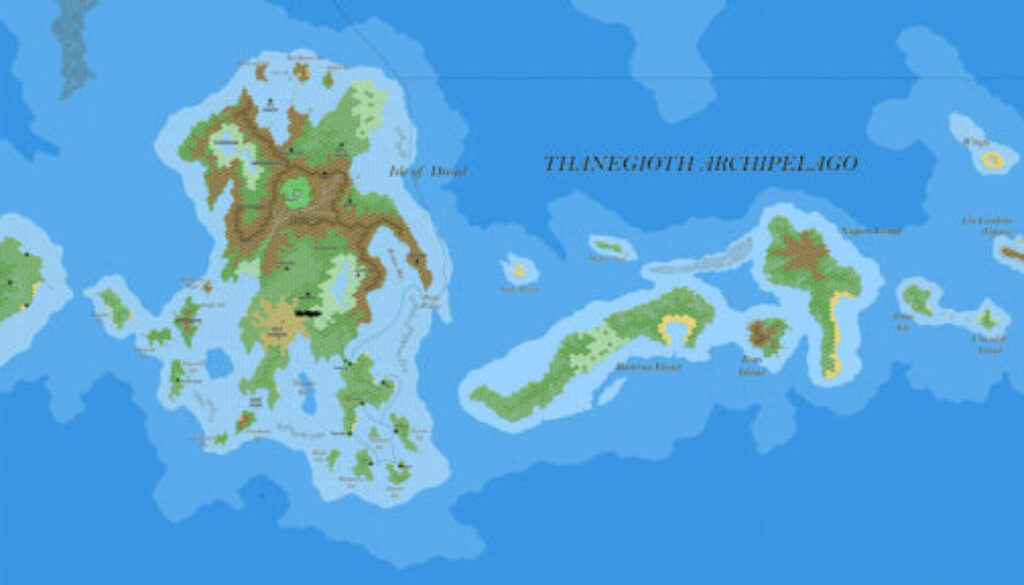 The Thanegioth Archipelago, 2 miles per hex by Jose Ignacio Ramos Lomelin, May 2018