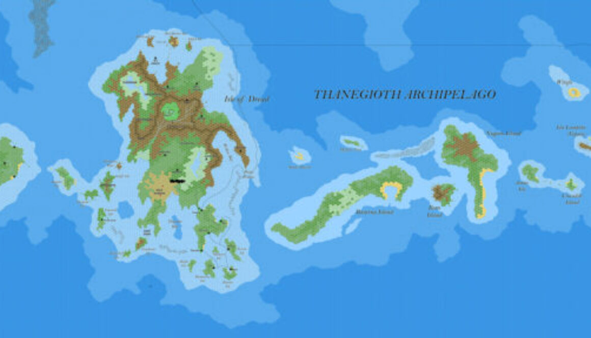 The Thanegioth Archipelago, 2 miles per hex by Jose Ignacio Ramos Lomelin, May 2018