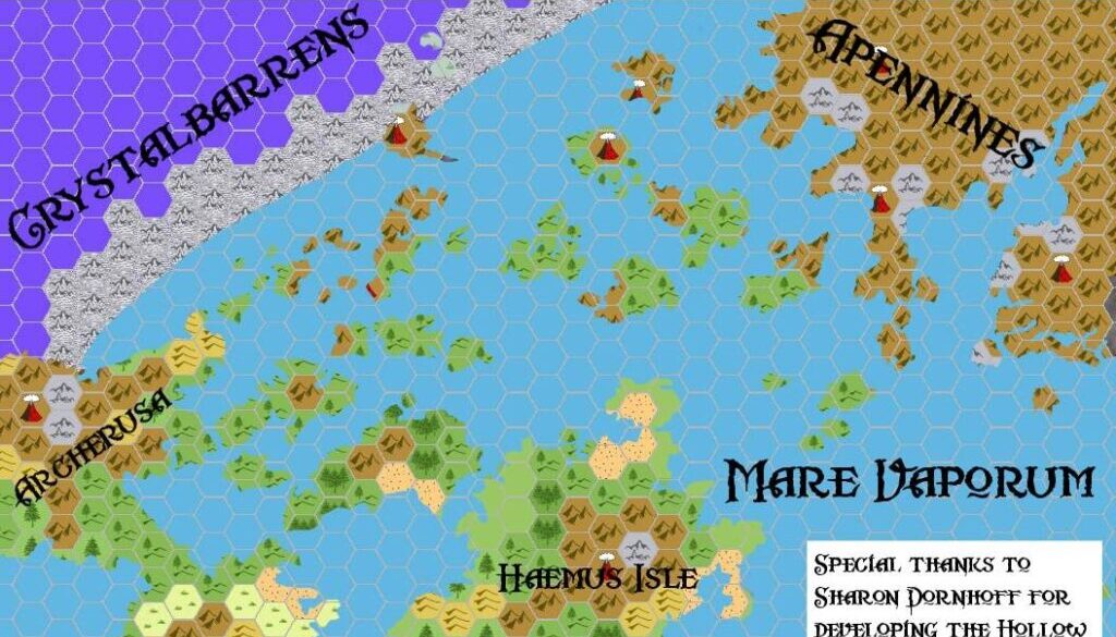Albheldri Islands, 8 miles per hex, by John Calvin, August 2009 (version 1)