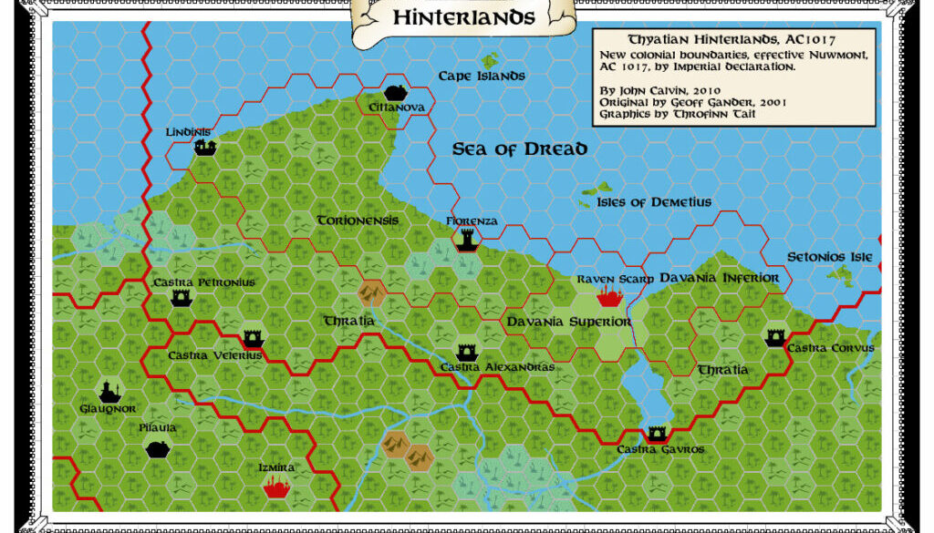 Hinterlands 1017 AC, 24 miles per hex, by John Calvin, November 2010