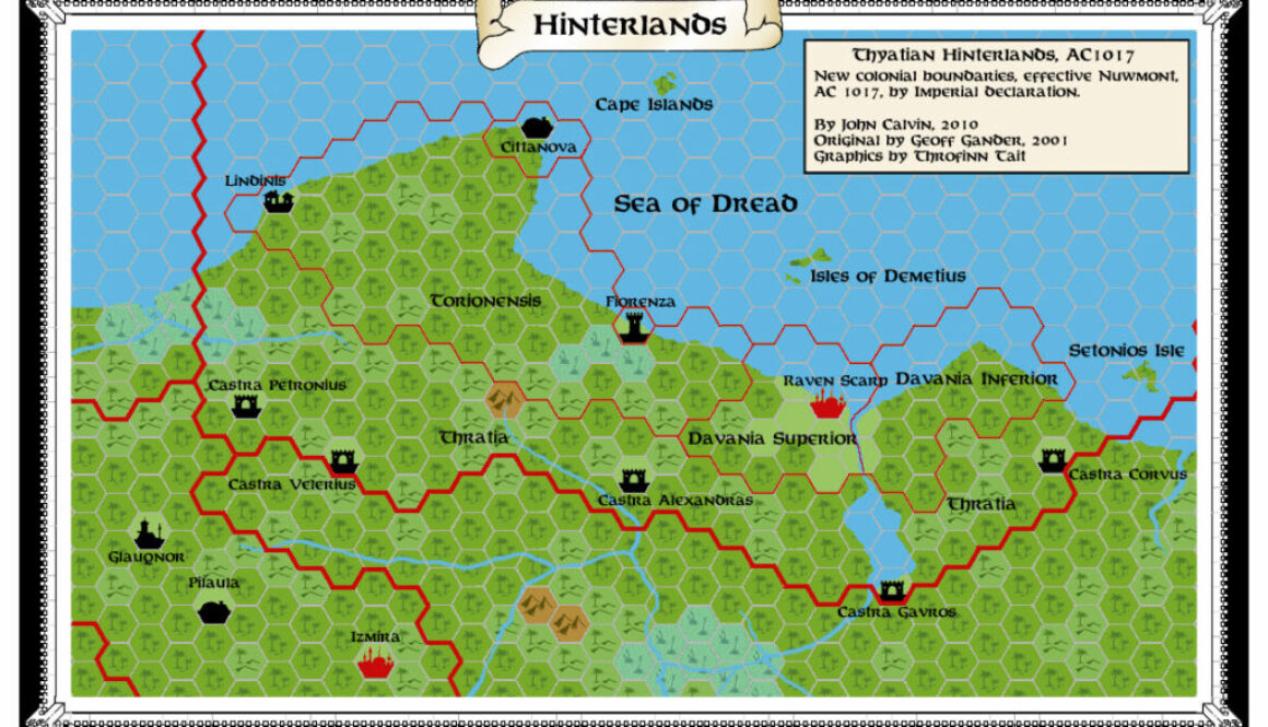 Hinterlands 1017 AC, 24 miles per hex, by John Calvin, November 2010