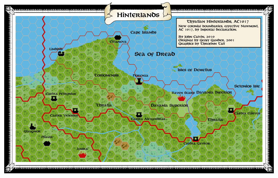 Hinterlands 1017 AC, 24 miles per hex, by John Calvin, November 2010
