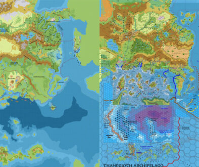 Known World 2300 BC-1000 AC Comparison, 8 miles per hex, by John Calvin, July 2010