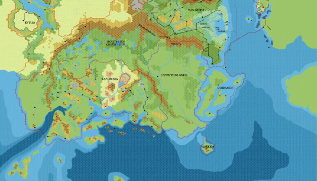 Known World 2300 BC, 8 miles per hex, by John Calvin, July 2010 (version 2)
