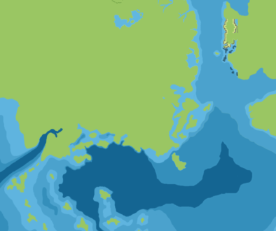 Known World 2300 BC Working Coastlines, 8 miles per hex, by John Calvin, September 2009