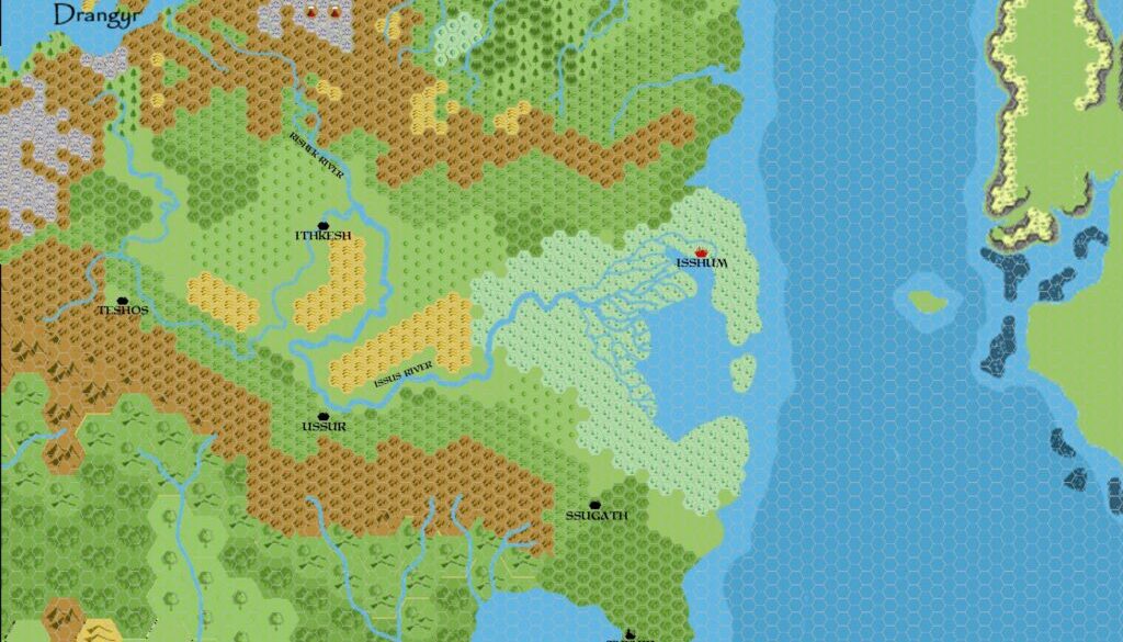 Mogreth 2300 BC, 8 miles per hex, by John Calvin, August 2009 (version 1)