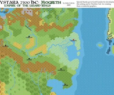 Mogreth 2300 BC, 8 miles per hex, by John Calvin, August 2009 (version 1)