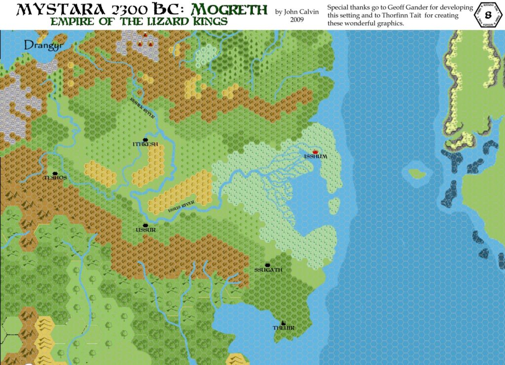 Mogreth 2300 BC, 8 miles per hex, by John Calvin, August 2009 (version 1)