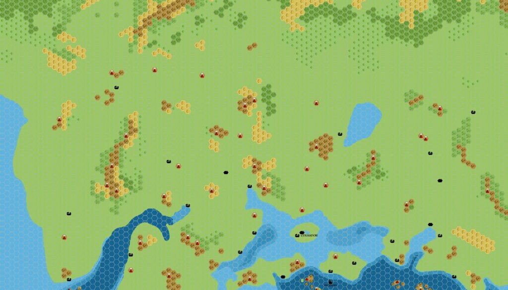 Taymora 2300 BC, 8 miles per hex, by John Calvin, September 2009 (version 2)