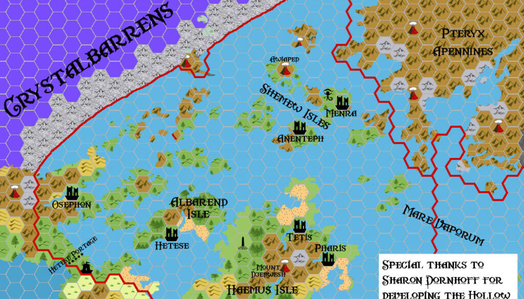 Albheldri Islands, 8 miles per hex, by John Calvin, July 2011 (version 3)