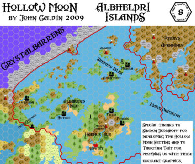 Albheldri Islands, 8 miles per hex, by John Calvin, July 2011 (version 3)