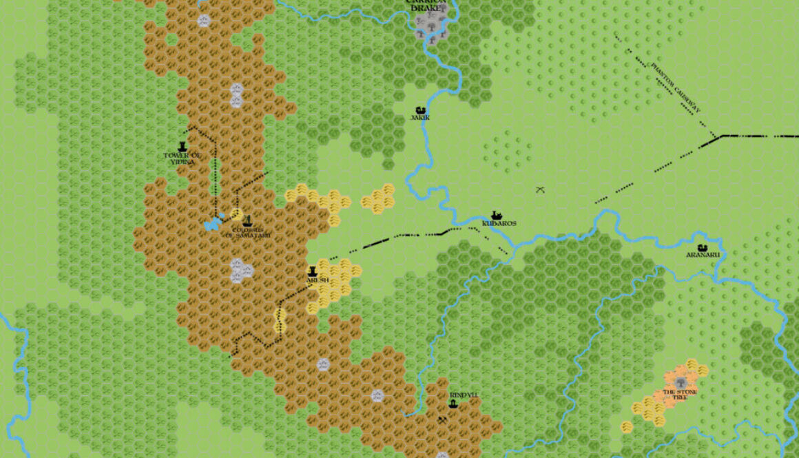 Aresh Region 2300 BC, 2 miles per hex, by John Calvin, December 2010 (version 1)