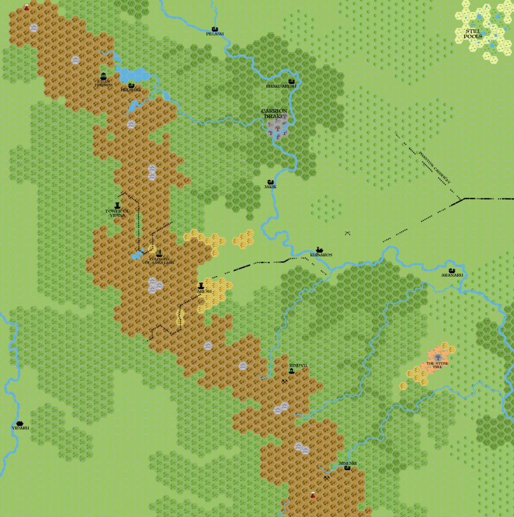 Aresh Region 2300 BC, 2 miles per hex, by John Calvin, December 2010 (version 1)
