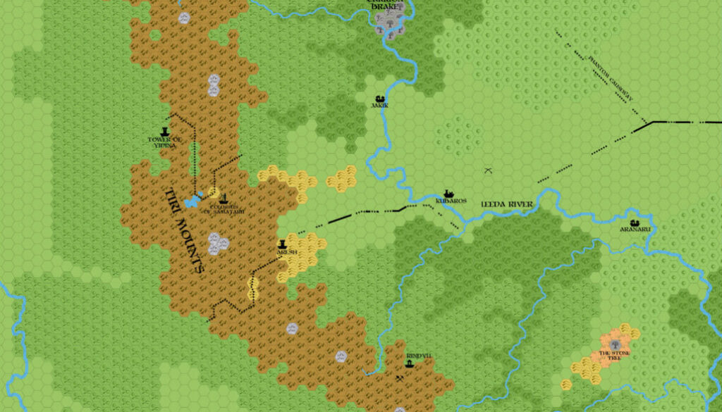 Aresh Region 2300 BC, 2 miles per hex, by John Calvin, December 2010 (version 2)