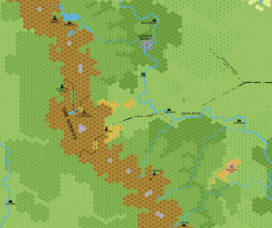 Aresh Region 2300 BC, 2 miles per hex, by John Calvin, December 2010 (version 2)