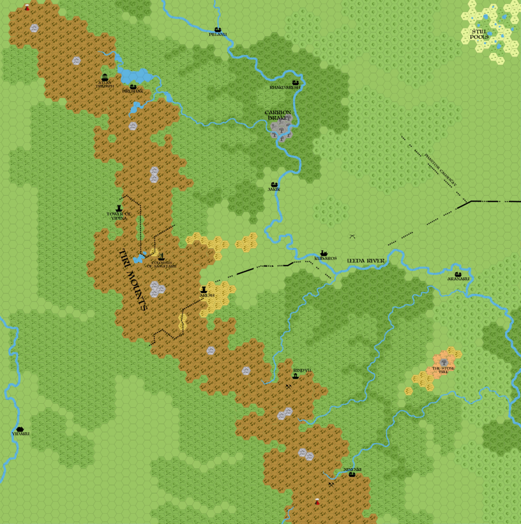 Aresh Region 2300 BC, 2 miles per hex, by John Calvin, December 2010 (version 2)