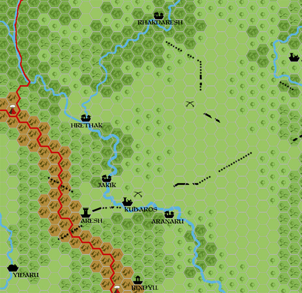 Aresh Region 2300 BC, 8 miles per hex, by John Calvin, December 2010