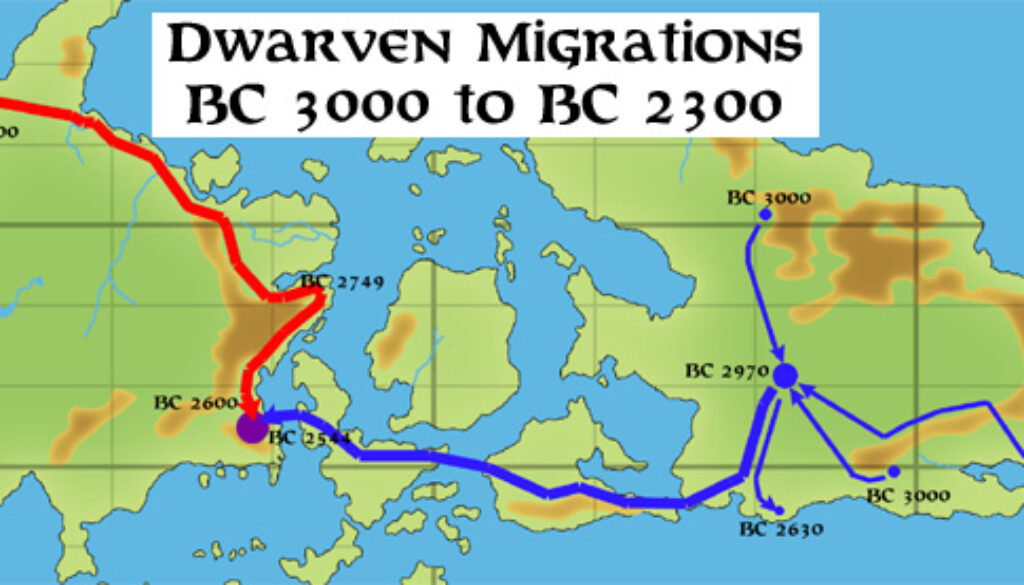 Dwarven Migrations BC 3000 to BC 2300, by John Calvin, June 2012 (version 1)