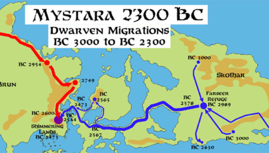 Dwarven Migrations BC 3000 to BC 2300, by John Calvin, August 2012 (version 2)