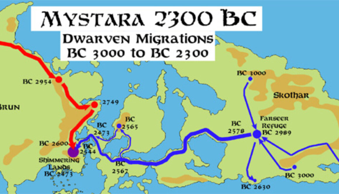 Dwarven Migrations BC 3000 to BC 2300, by John Calvin, August 2012 (version 2)
