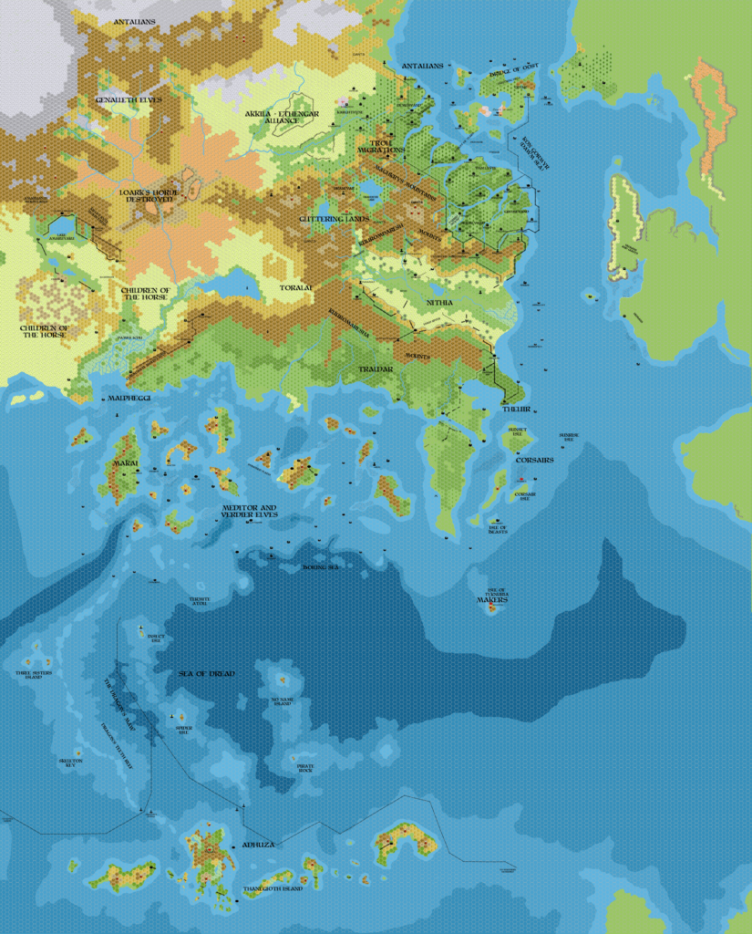 Known World 1700 BC, 8 miles per hex, by John Calvin, January 2012 (version 2)