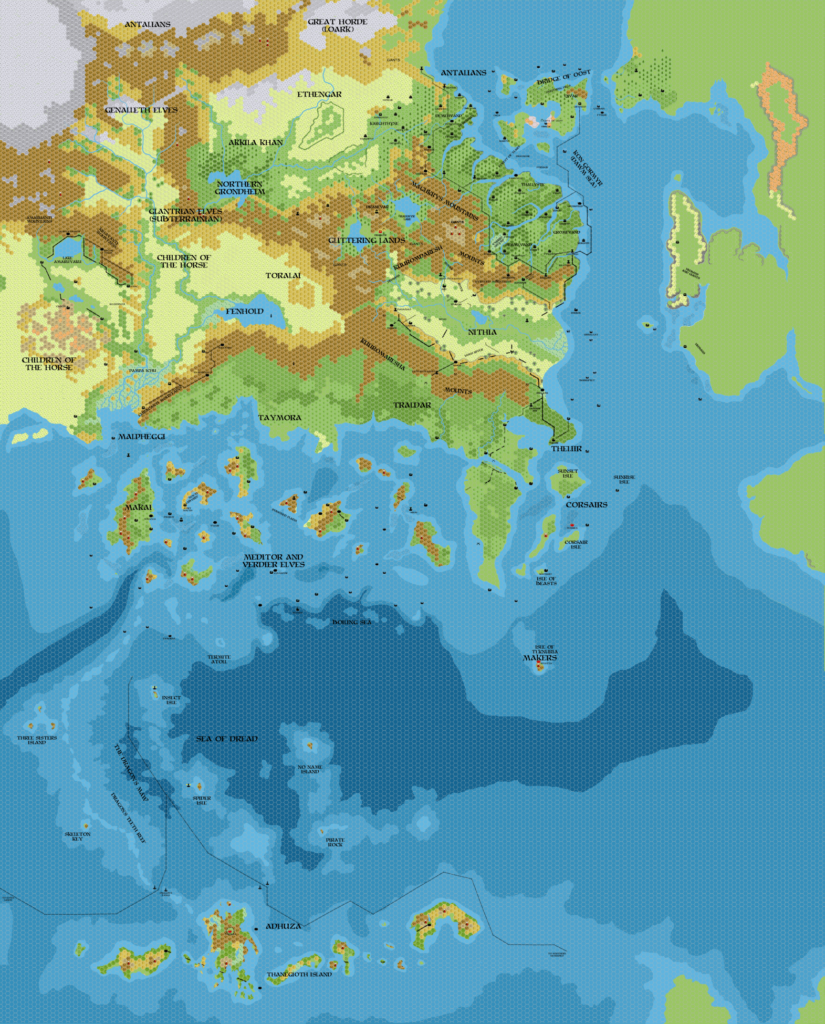 Known World 1720 BC, 8 miles per hex, by John Calvin, January 2012 (version 2)