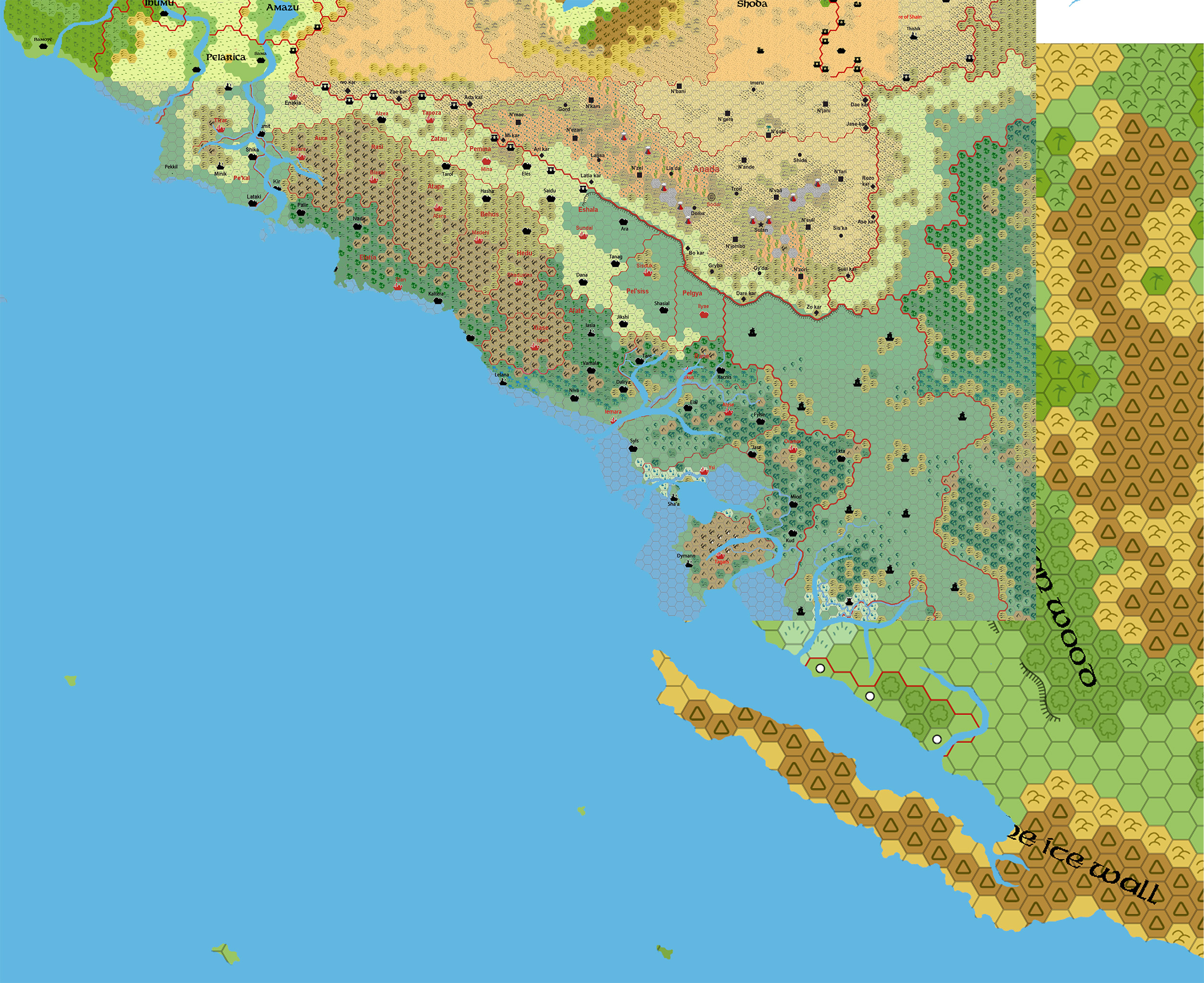 Pelatan, 24 miles per hex, by John Calvin, April 2011 (version 1)