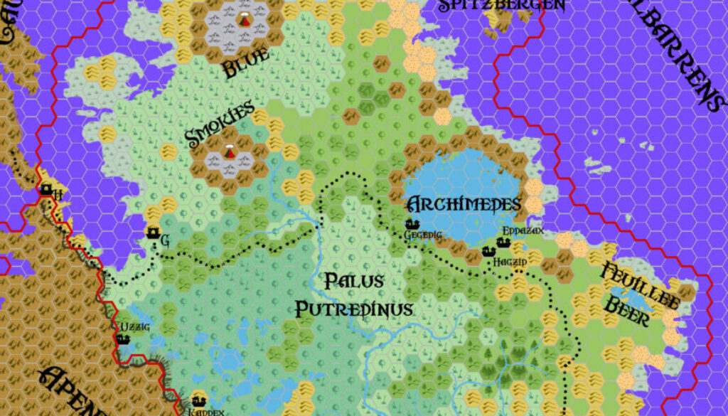 The Marsh of Putrescence, 8 miles per hex, by John Calvin, February 2011 (version 3)