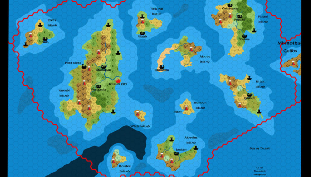GAZ4 The Kingdom of Ierendi, 8 miles per hex, by Emma Rome, August 2024
