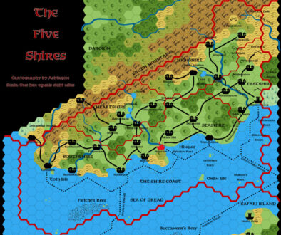 GAZ8 The Five Shires, 8 miles per hex, by Emma Rome, October 2023