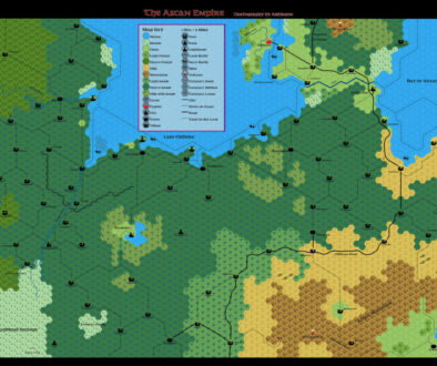 HWR1 The Azcan Empire, 8 miles per hex, by Emma Rome, November 2023