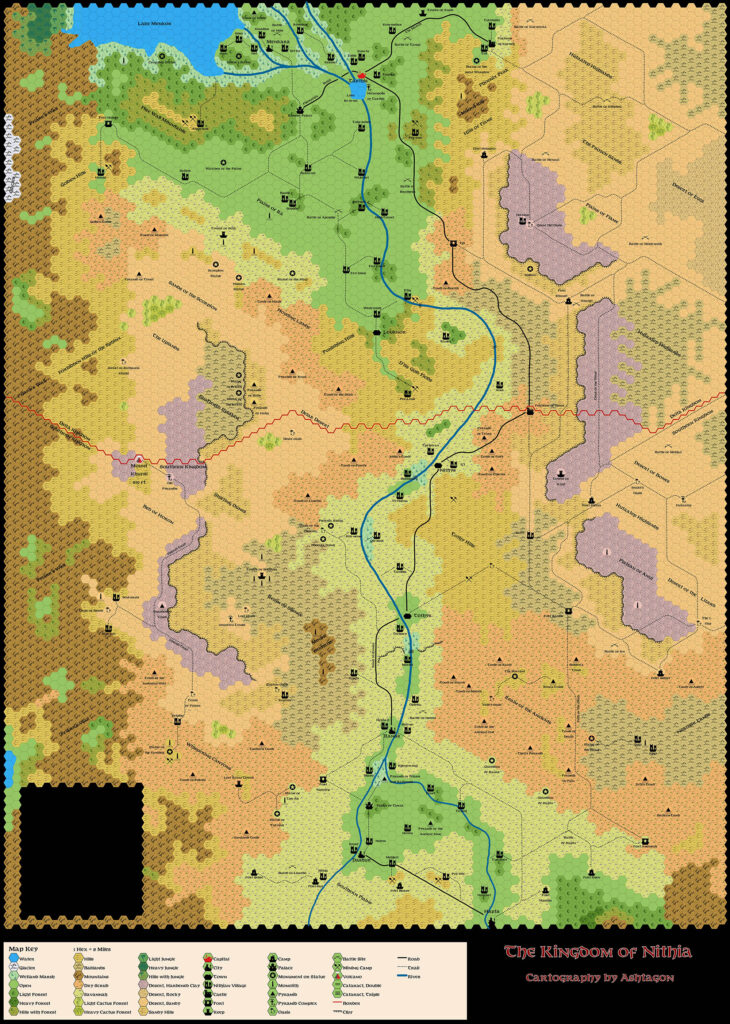 HWR2 The Nithian Empire, 8 miles per hex, by Emma Rome, November 2023