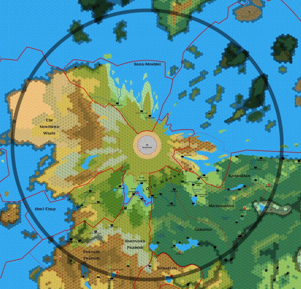 Patera North Pole, 8 miles per hex, by Emma Rome, November 2025 (version 1)