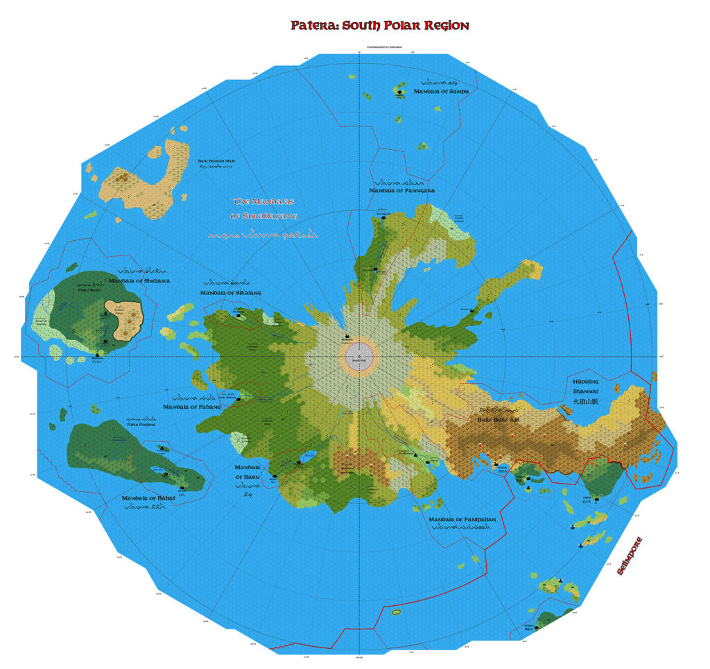 Patera South Pole, 8 miles per hex, by Emma Rome, June 2026