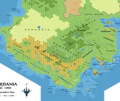 Caerdania, 8 miles per hex, by Simone Neri, April 2008 (geographic version)