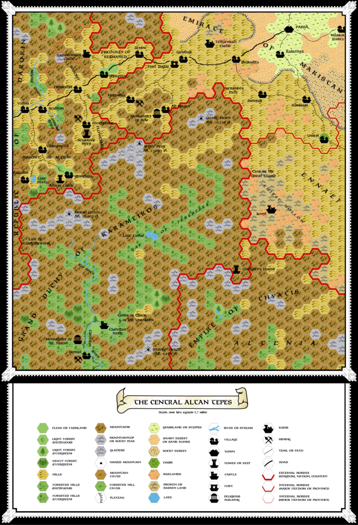 Central Altan Tepes, 2.7 miles per hex, by Simone Neri, March 2009