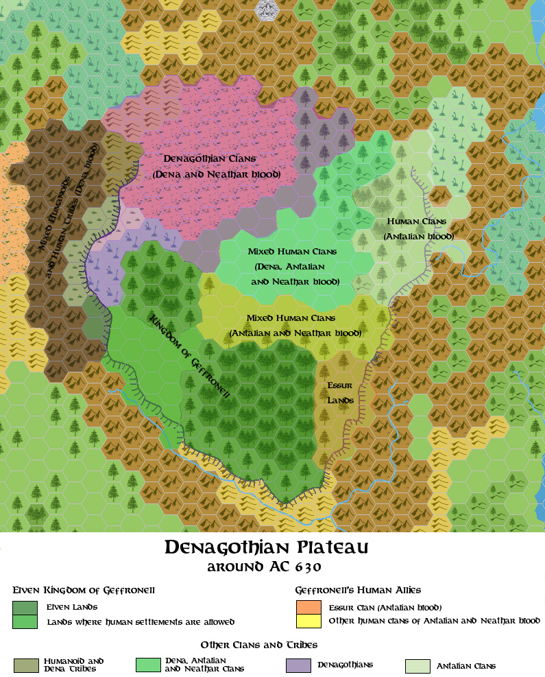 Denagoth Plateau around 630 AC, 24 miles per hex, by Simone Neri, March 2006