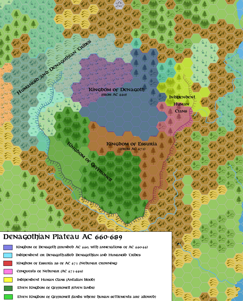 Denagoth Plateau 660-689 AC, 24 miles per hex, by Simone Neri, March 2006